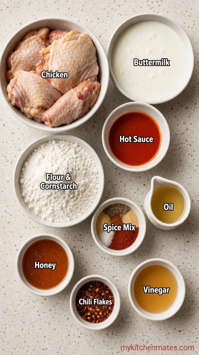 Crispy Hot Honey Fried Chicken Ingredients