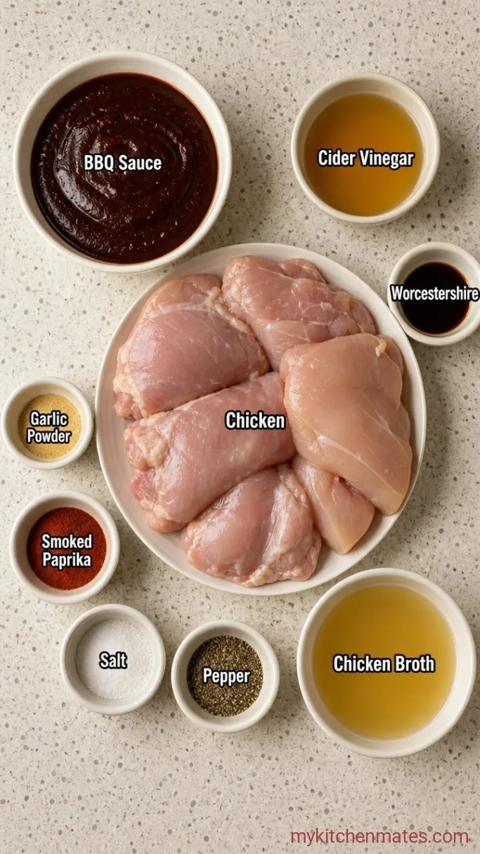 25-Minute Instant Pot BBQ Shredded Chicken Ingredients