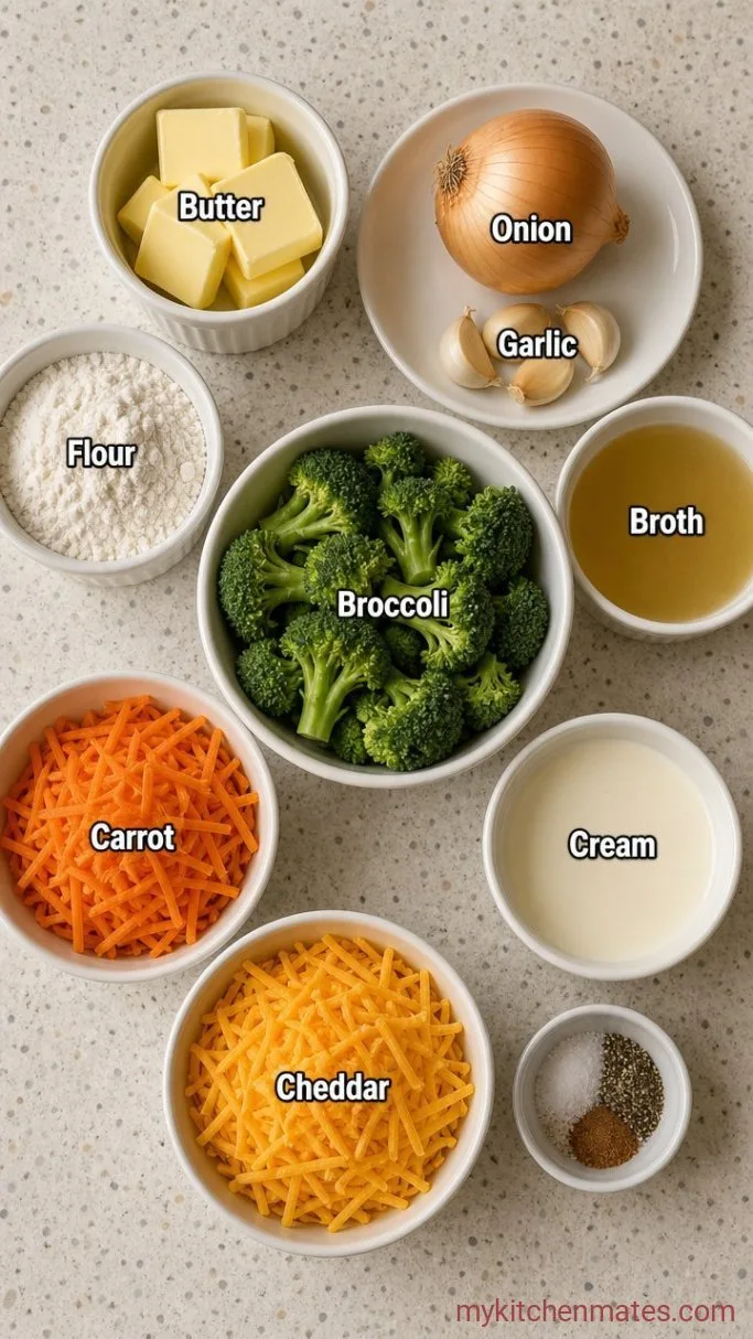 30-Minute Instant Pot Broccoli Cheese Soup Ingredients