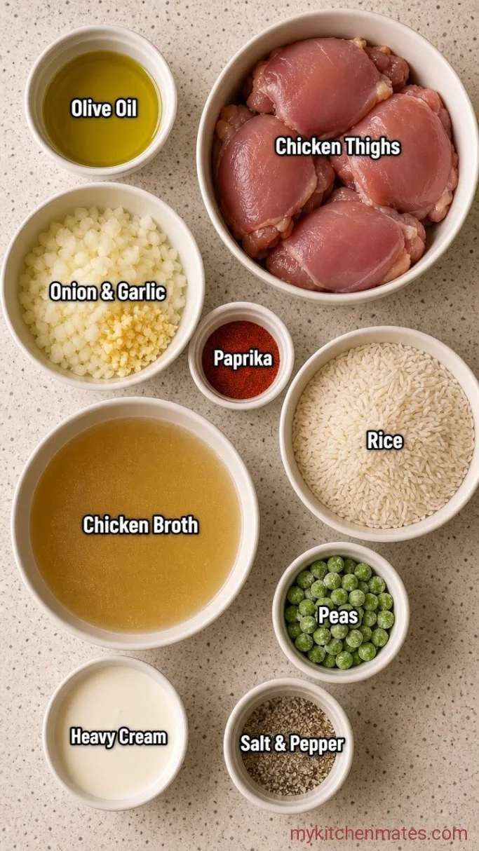 Creamy Instant Pot Chicken and Rice Ingredients