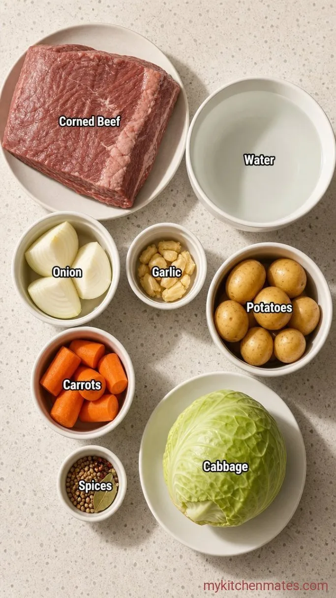 Tender Instant Pot Corned Beef and Cabbage Ingredients