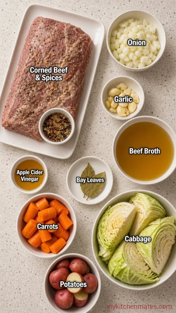 Tender Instant Pot Corned Beef with Cabbage Ingredients