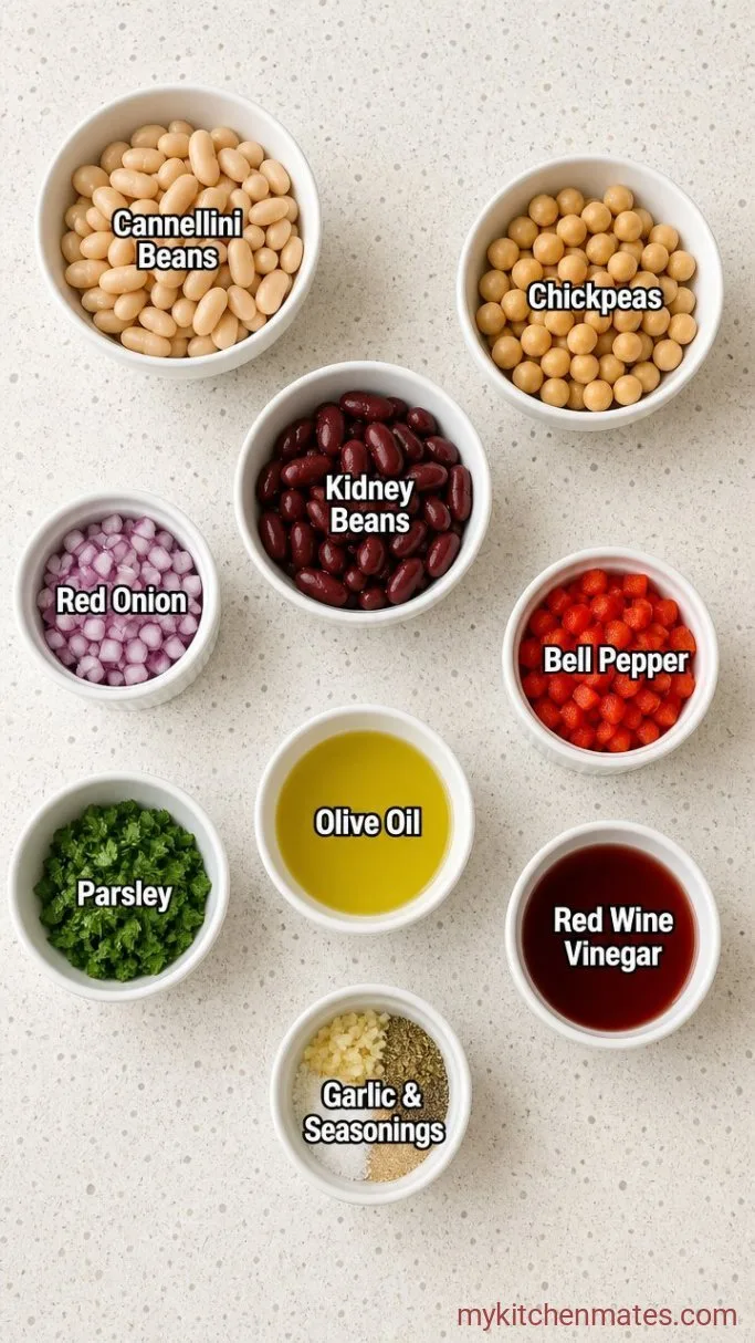15-Minute Italian Bean Salad with Zesty Dressing Ingredients