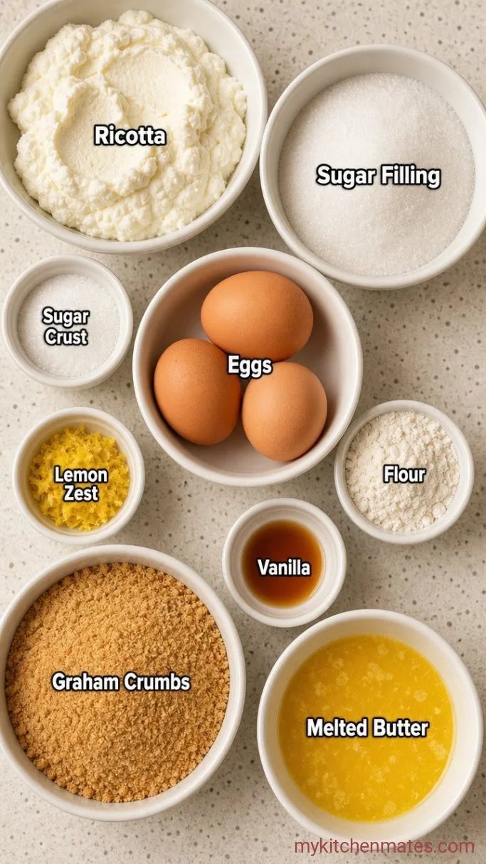 Creamy Italian Ricotta Cheesecake (No Water Bath) Ingredients