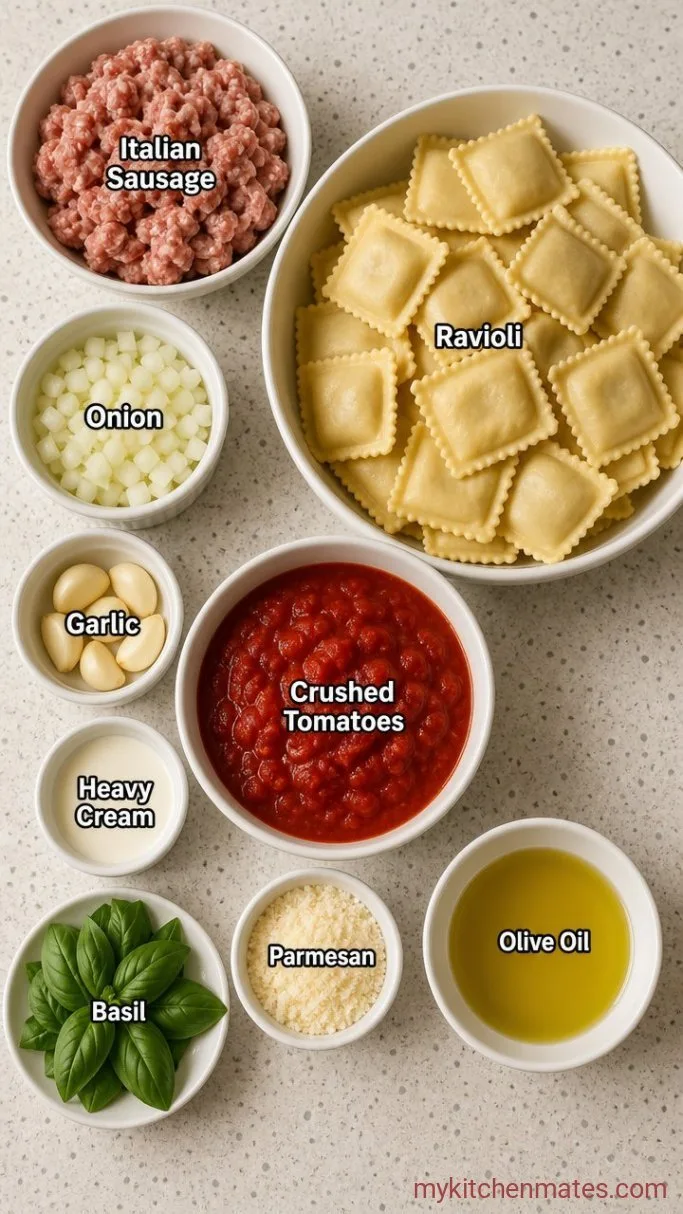 30-Minute Creamy Italian Sausage Ravioli Ingredients