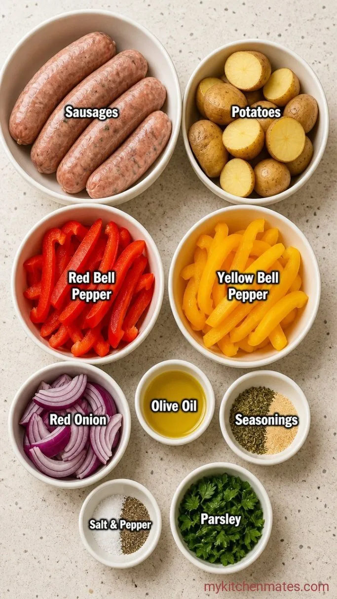 Easy Italian Sausage Sheet Pan Dinner Ingredients