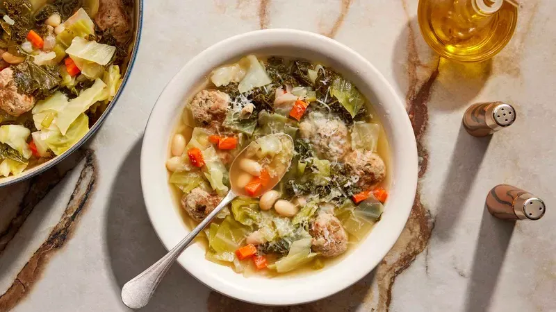 Italian Wedding Soup with White Beans Food photo of Italian Wedding Soup with White Beans