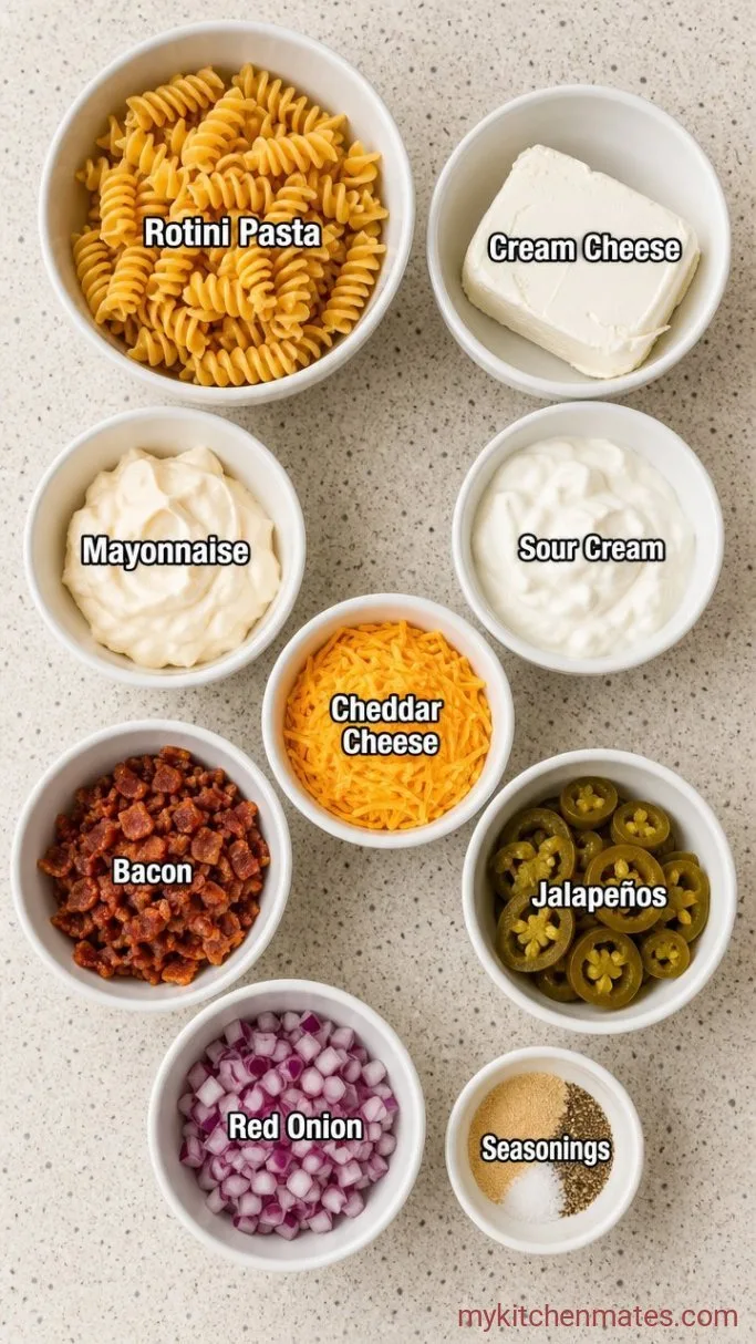 Creamy Jalapeño Popper Pasta Salad Ingredients