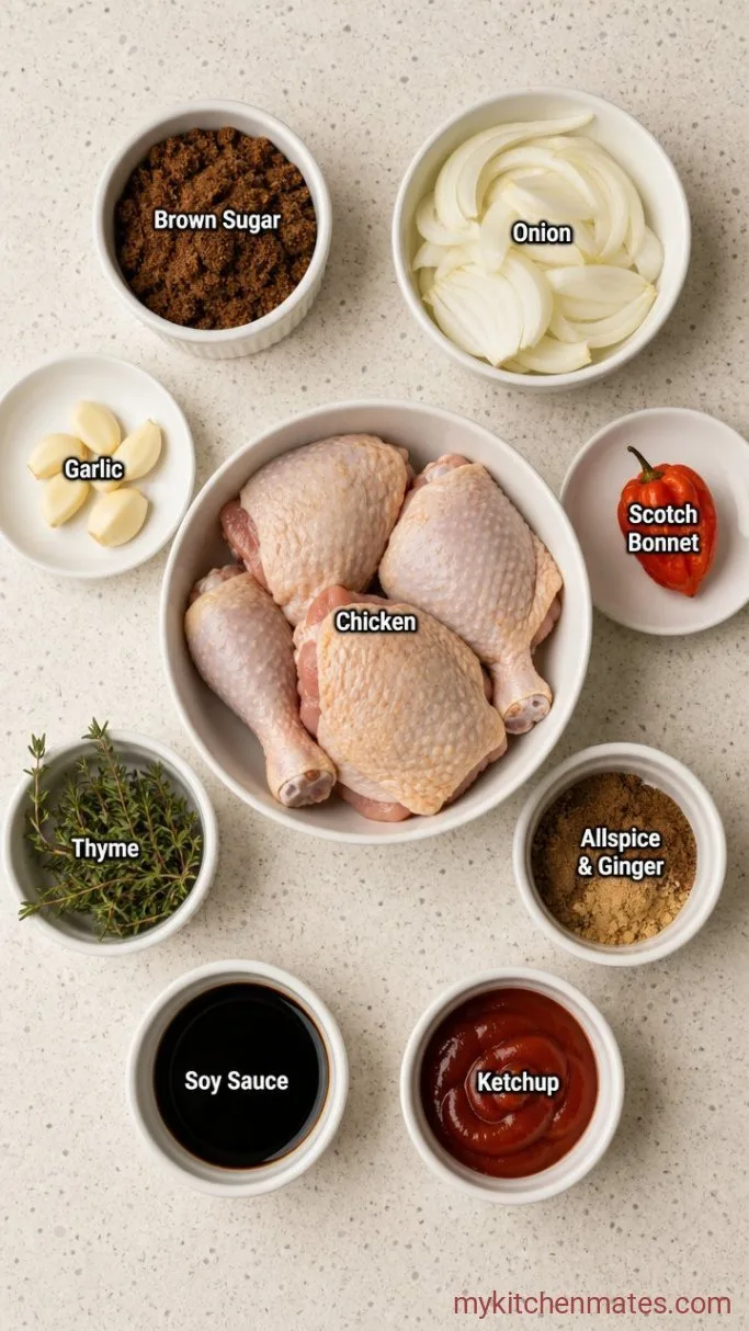 Sticky Jamaican Brown Stew Chicken Ingredients