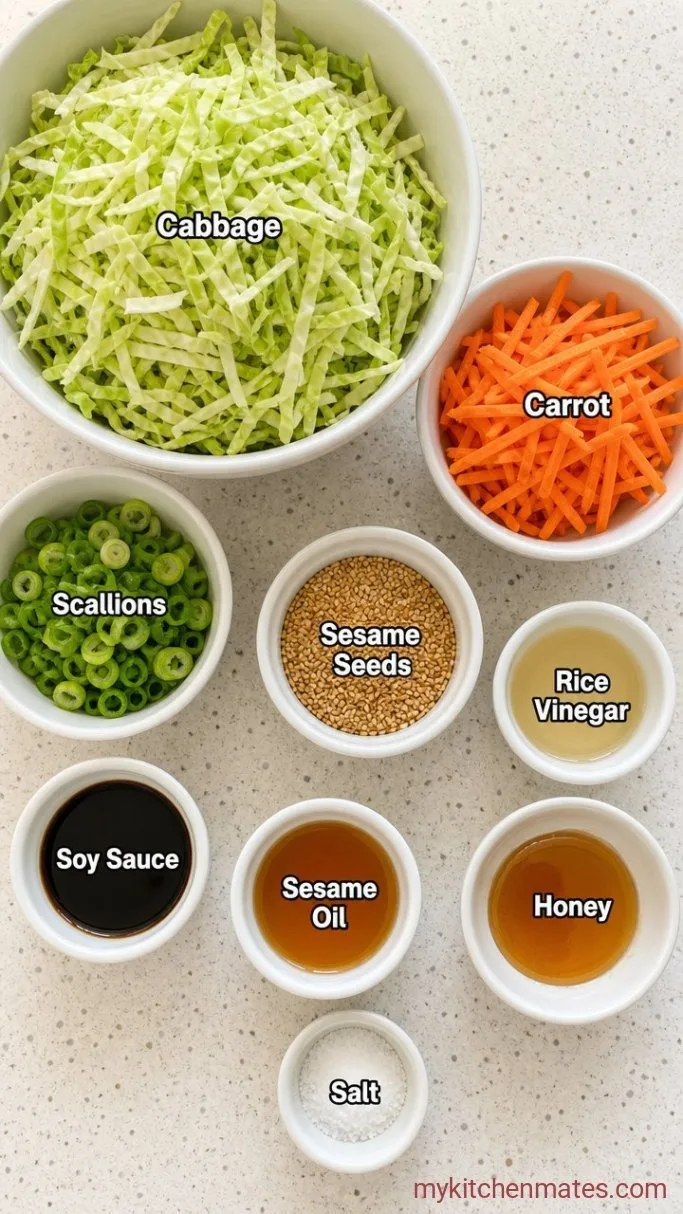 10-Minute Japanese Cabbage Salad with Sesame Dressing Ingredients