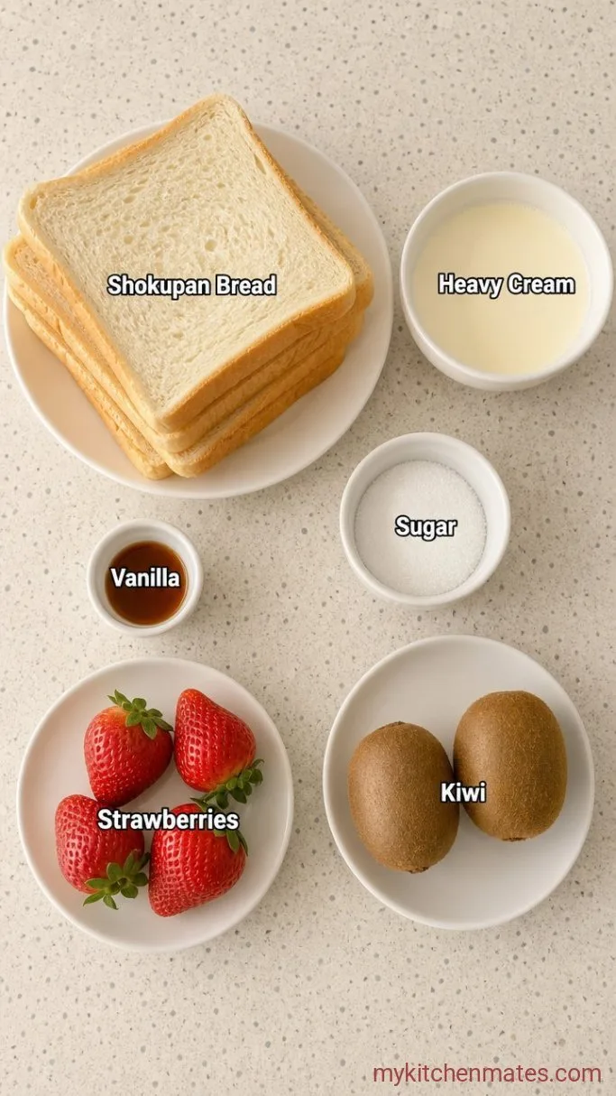 Fluffy Japanese Fruit Sandwich (Fruit Sando) Ingredients
