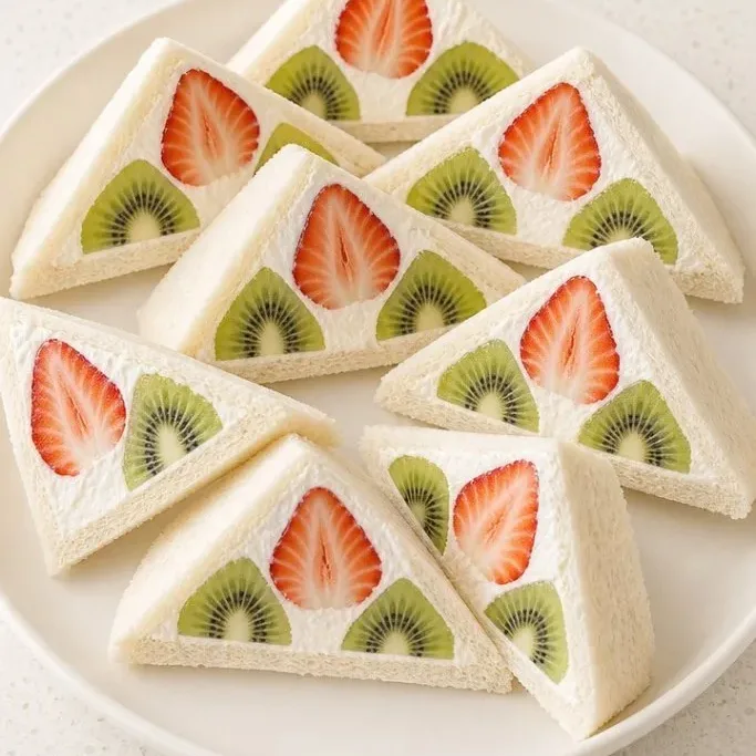 Fluffy Japanese Fruit Sandwich (Fruit Sando) Japanese Fruit Sandwich