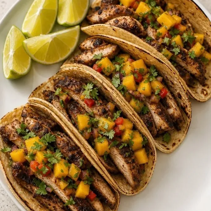 30-Minute Jerk Chicken Tacos with Mango Salsa Jerk Chicken Tacos