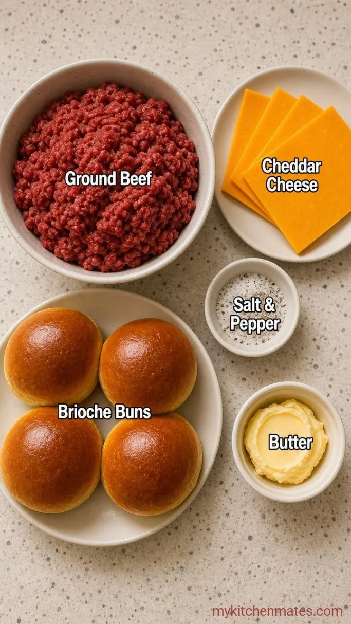 Juicy Lucy Burger with a Molten Cheese Center Ingredients