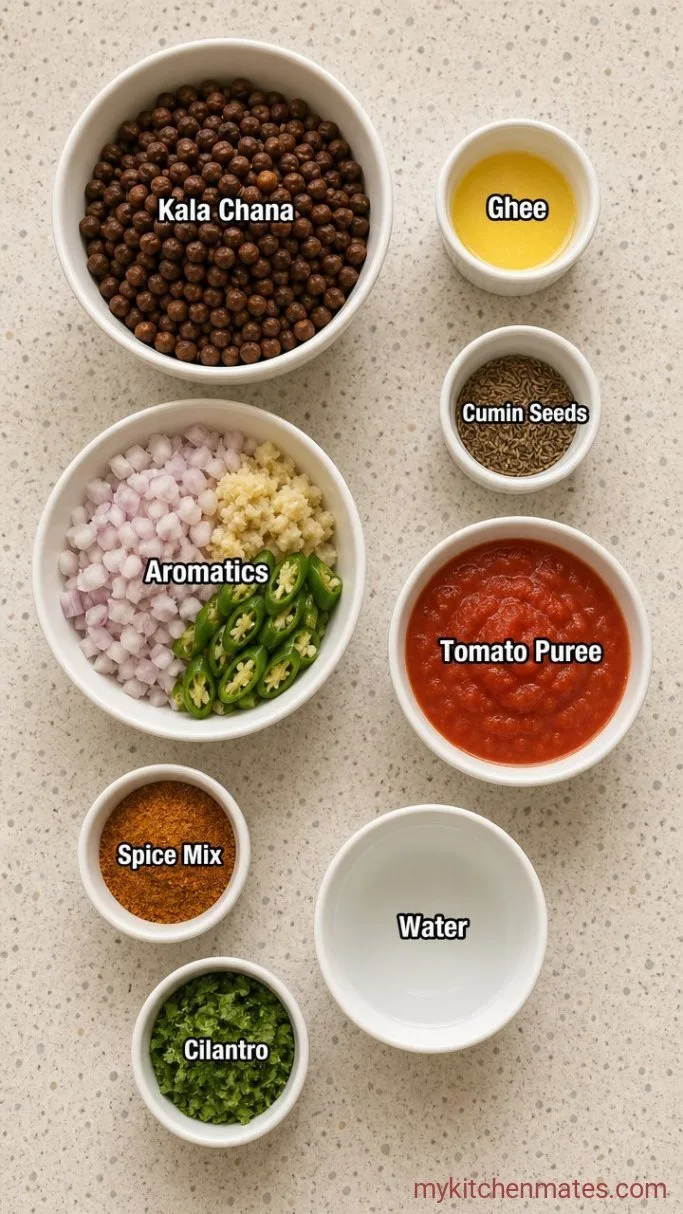 Hearty Kala Chana: Spiced Black Chickpeas in Tomato Gravy Ingredients