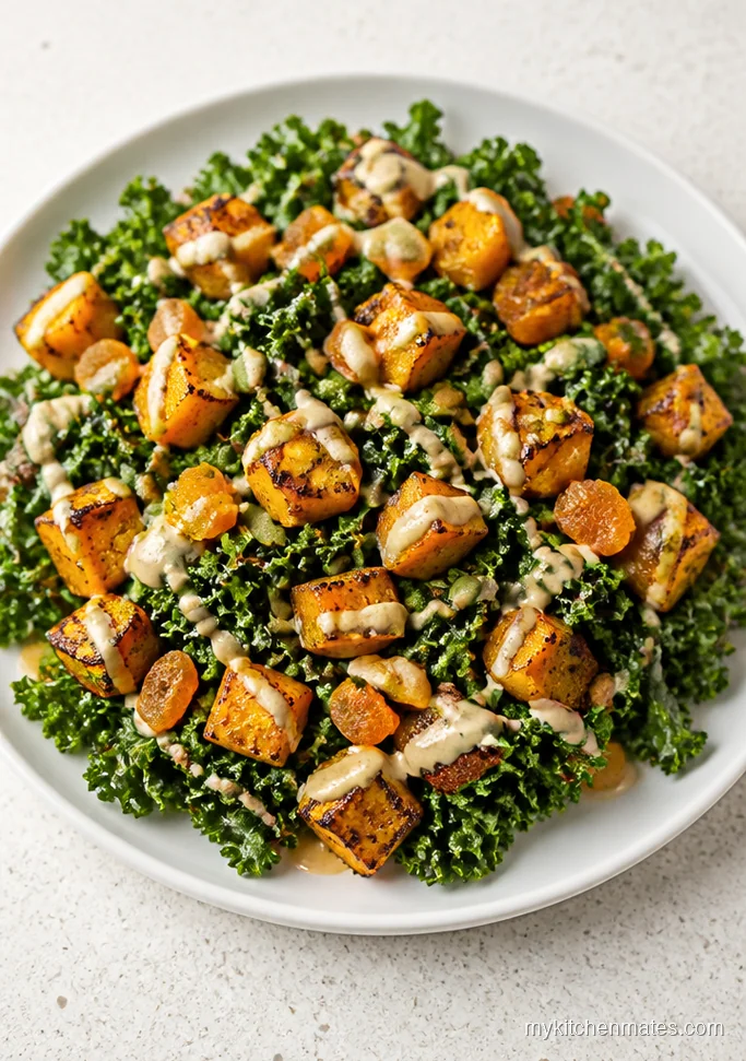 Kale Butternut Squash Salad with Tahini
