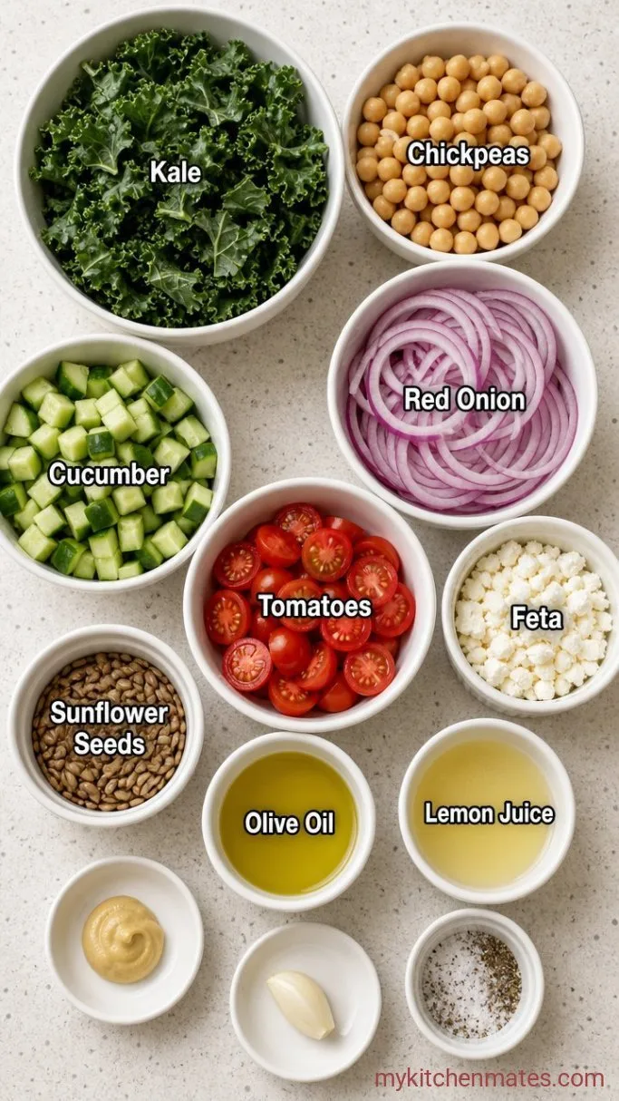15-Minute Kale Chickpea Salad Ingredients