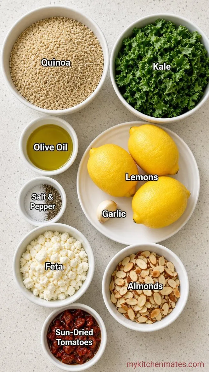 Quick Kale Quinoa Salad with Lemon Vinaigrette Ingredients