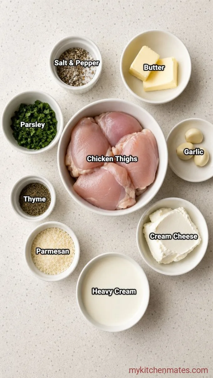 One-Pan Keto Baked Chicken with Creamy Garlic Sauce Ingredients