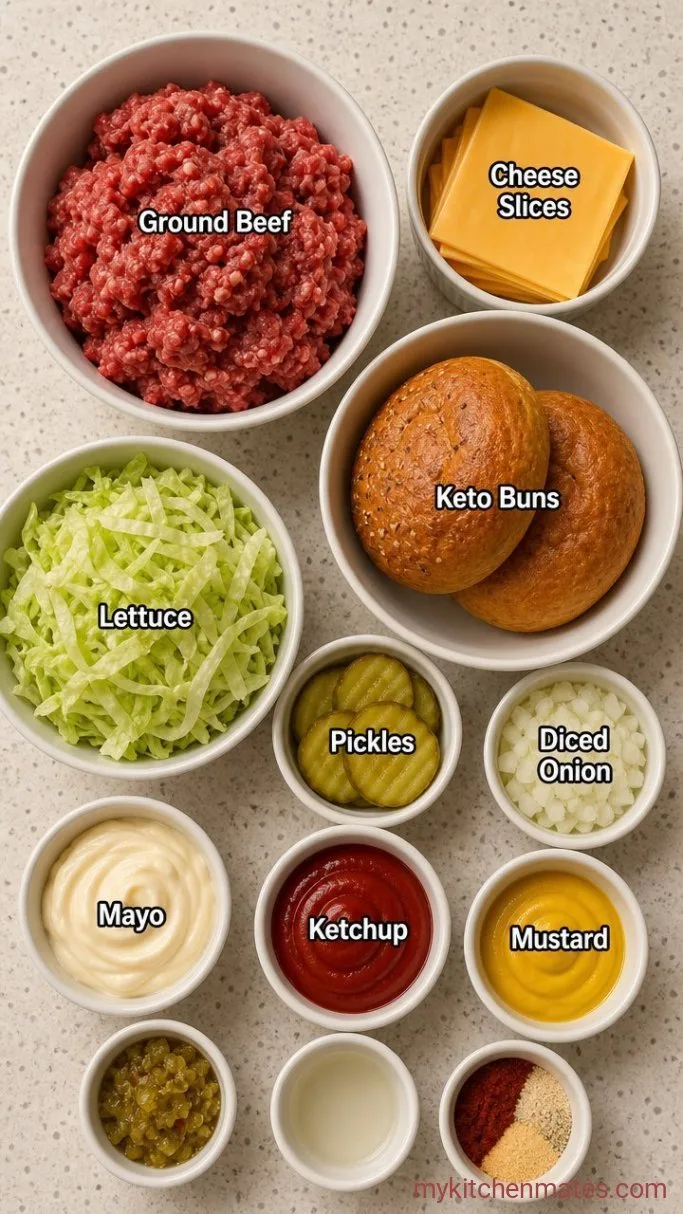 20-Minute Keto Big Mac Smash Burger Ingredients