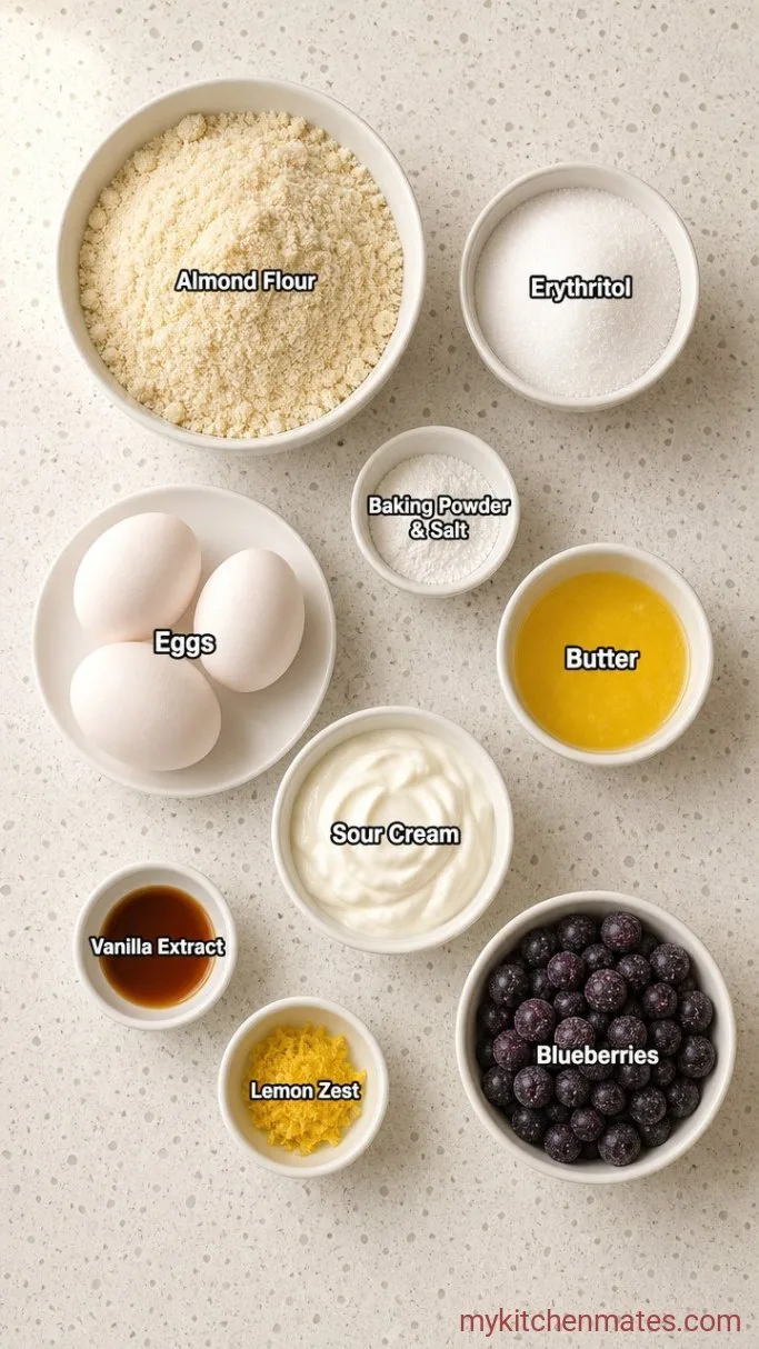 Keto Blueberry Muffins with Almond Flour Ingredients