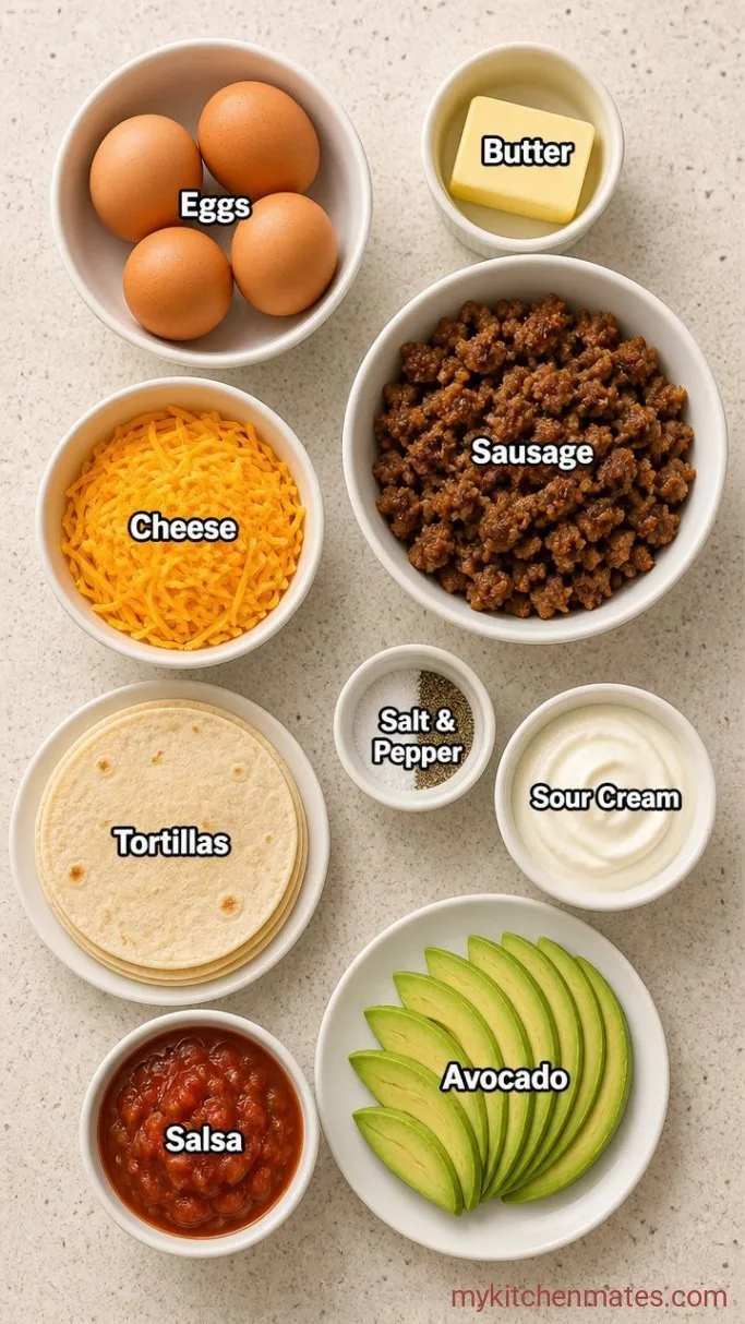 20-Minute Keto Breakfast Burrito Ingredients