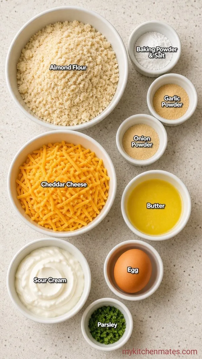 25-Minute Fluffy Keto Cheddar Bay Biscuits Ingredients