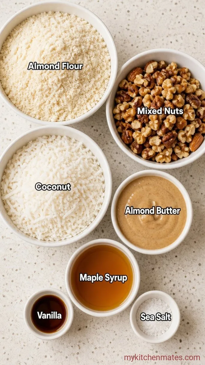 5-Ingredient No-Bake Keto Granola Bars Ingredients