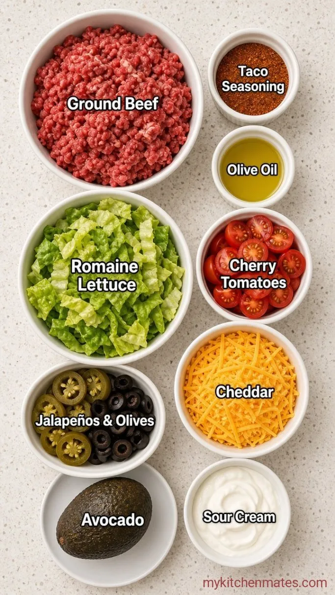 Quick Keto Taco Salad with Creamy Avocado Dressing Ingredients