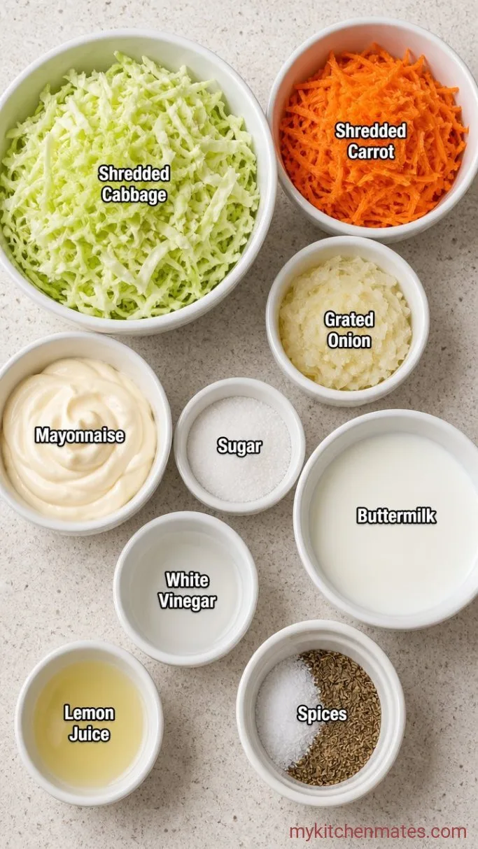 Creamy Copycat KFC Coleslaw Recipe Ingredients