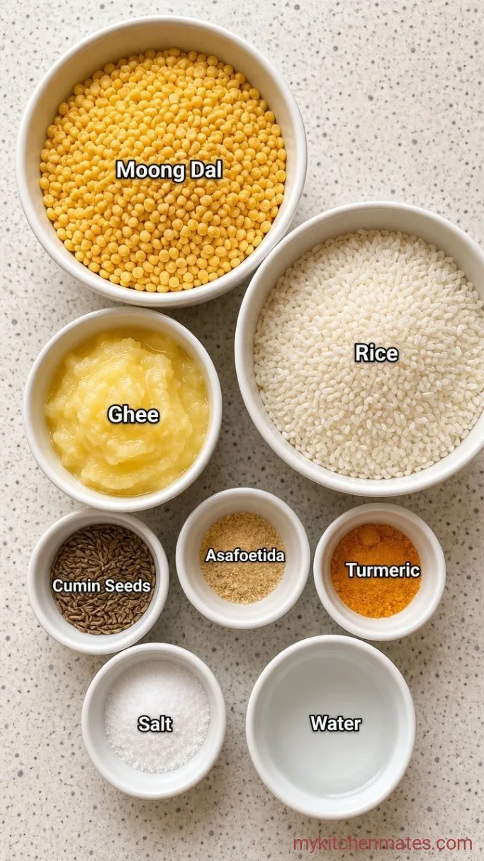 Comforting Moong Dal Khichdi (One-Pot Indian Rice and Lentils) Ingredients