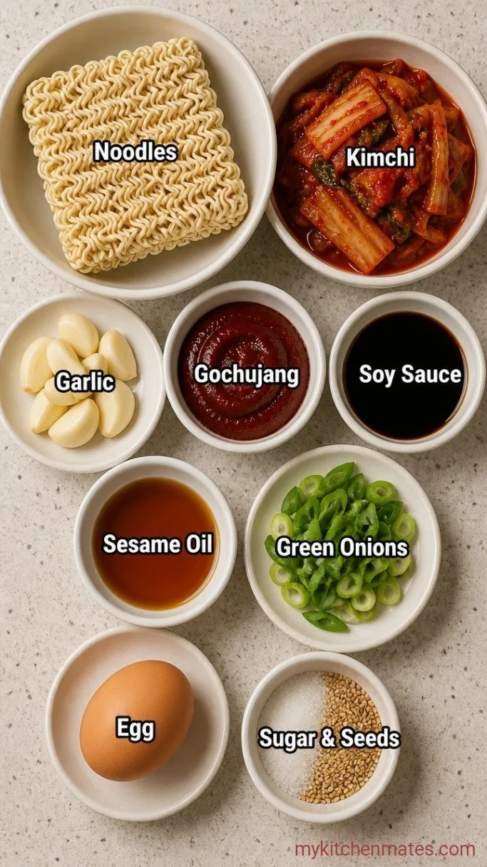 10-Minute Kimchi Ramen Ingredients