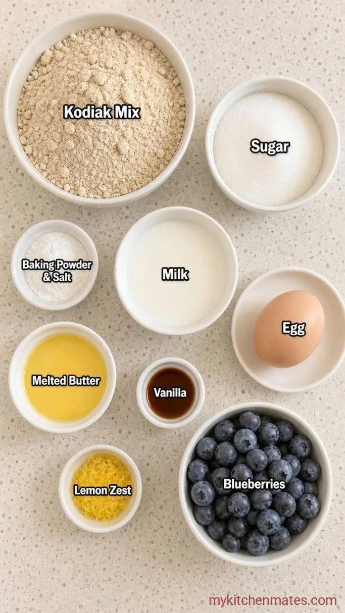 Protein-Packed Kodiak Blueberry Muffins Ingredients