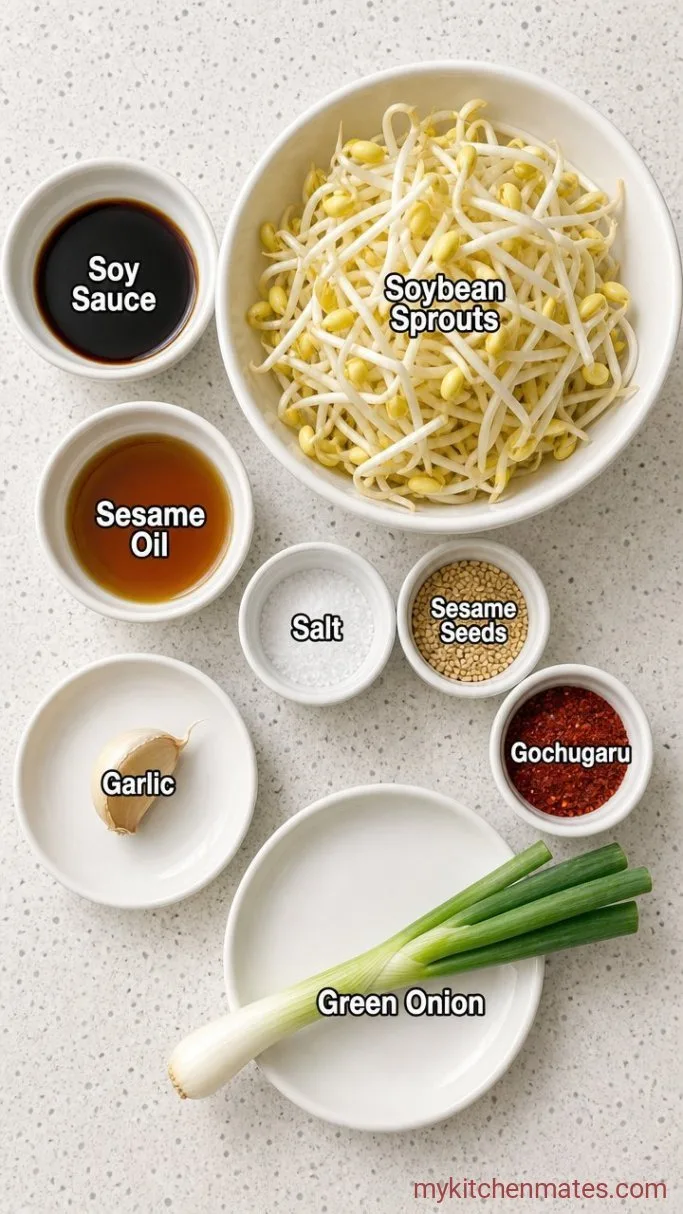 10-Minute Korean Bean Sprout Side Dish (Kongnamul Muchim) Ingredients