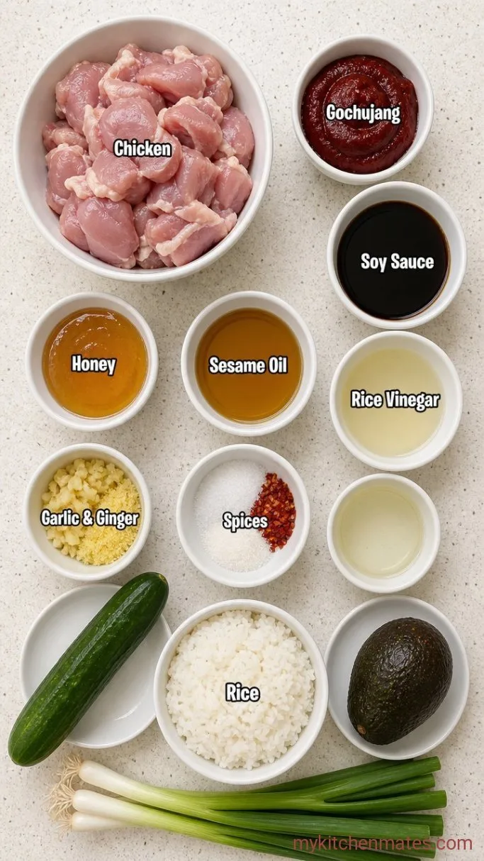 25-Minute Sticky Gochujang Chicken Bowls Ingredients