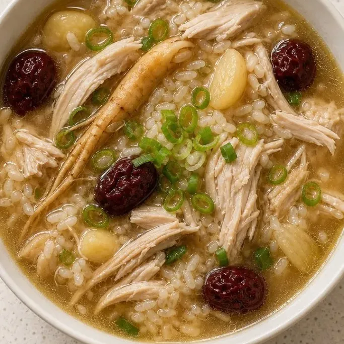 Korean Chicken Soup (Samgyetang) with Ginseng and Rice Korean Chicken Soup