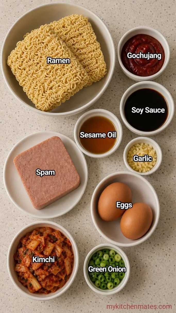 Spicy Korean Ramen with Gochujang and Crispy Spam Ingredients