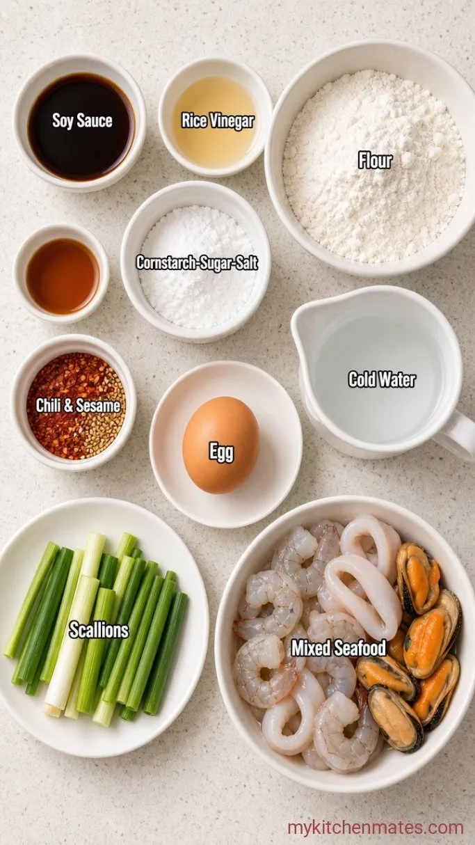 25-Minute Crispy Korean Seafood Pancake (Haemul Pajeon) Ingredients