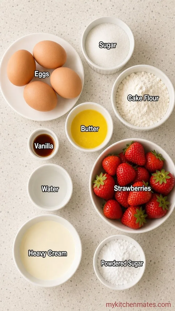 Korean Birthday Cake: Light Sponge with Fresh Cream and Fruit Ingredients