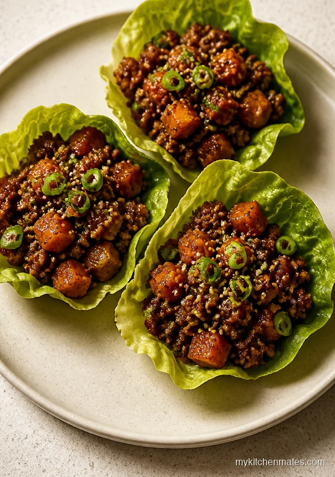 Korean Style Sweet Potato Beef Lettuce Wraps
