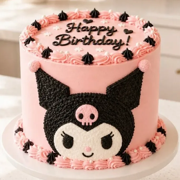 Kuromi Birthday Cake (Simple Frosting, Big Character) Kuromi Birthday Cake
