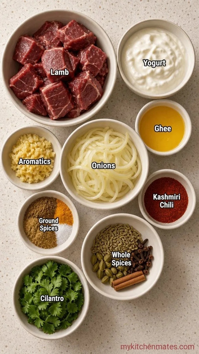 Tender Lamb Rogan Josh with Fragrant Spices Ingredients