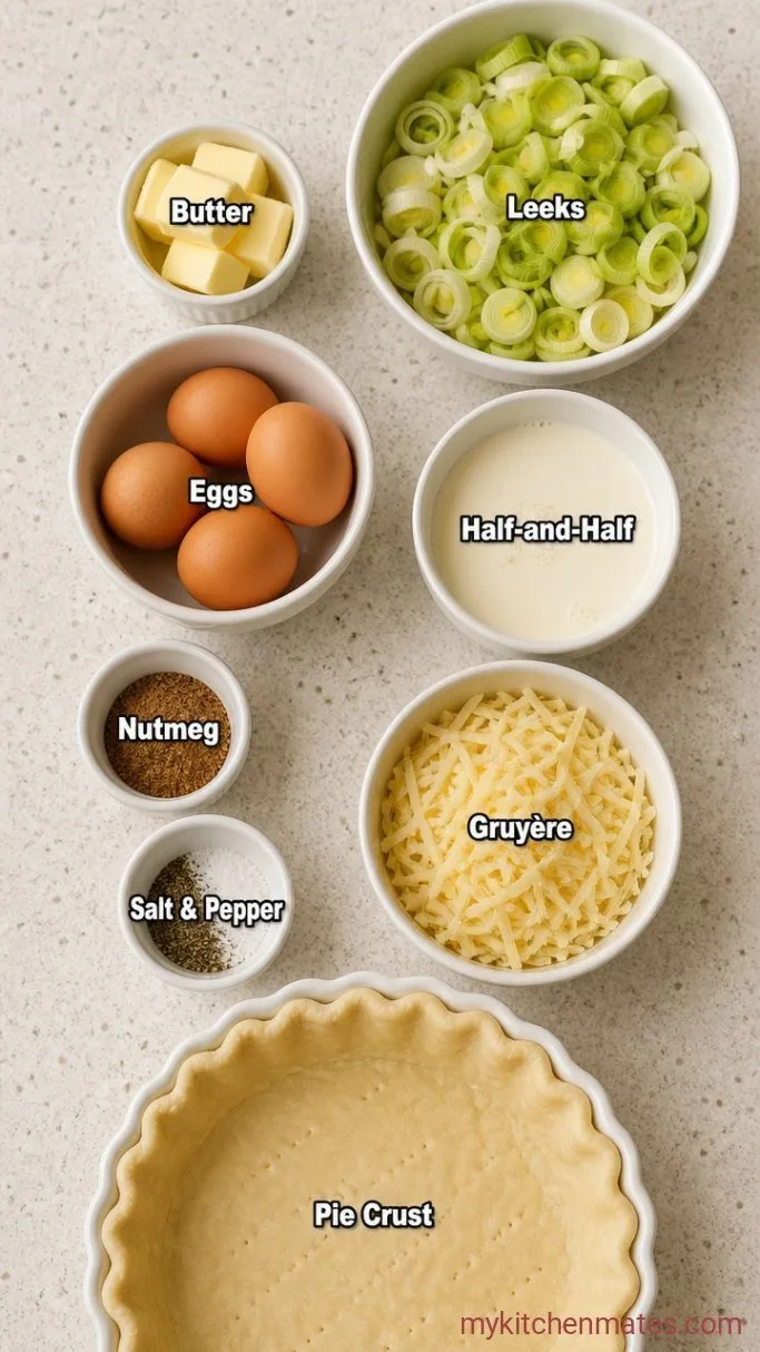 No-Fuss Leek and Gruyère Quiche Ingredients