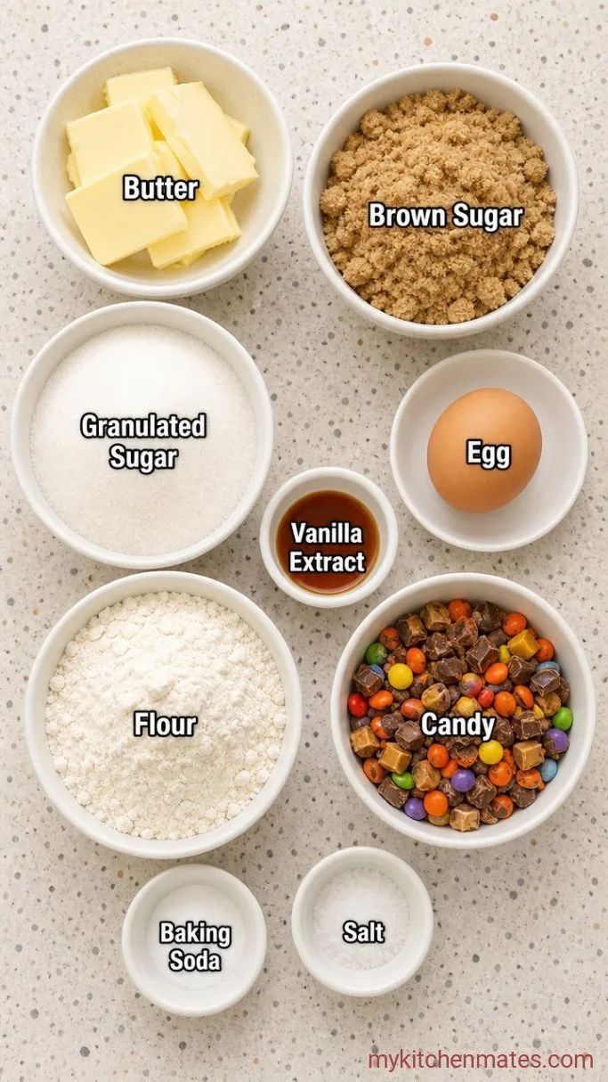One-Bowl Leftover Halloween Candy Cookies Ingredients