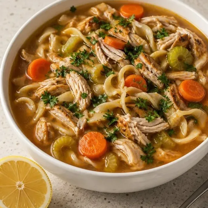 Leftover Rotisserie Chicken Noodle Soup