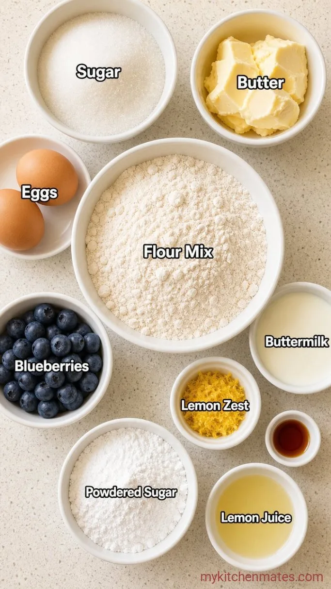 Moist Lemon Blueberry Muffins with Lemon Glaze Ingredients