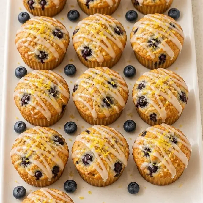 Moist Lemon Blueberry Muffins with Lemon Glaze Lemon Blueberry Muffins