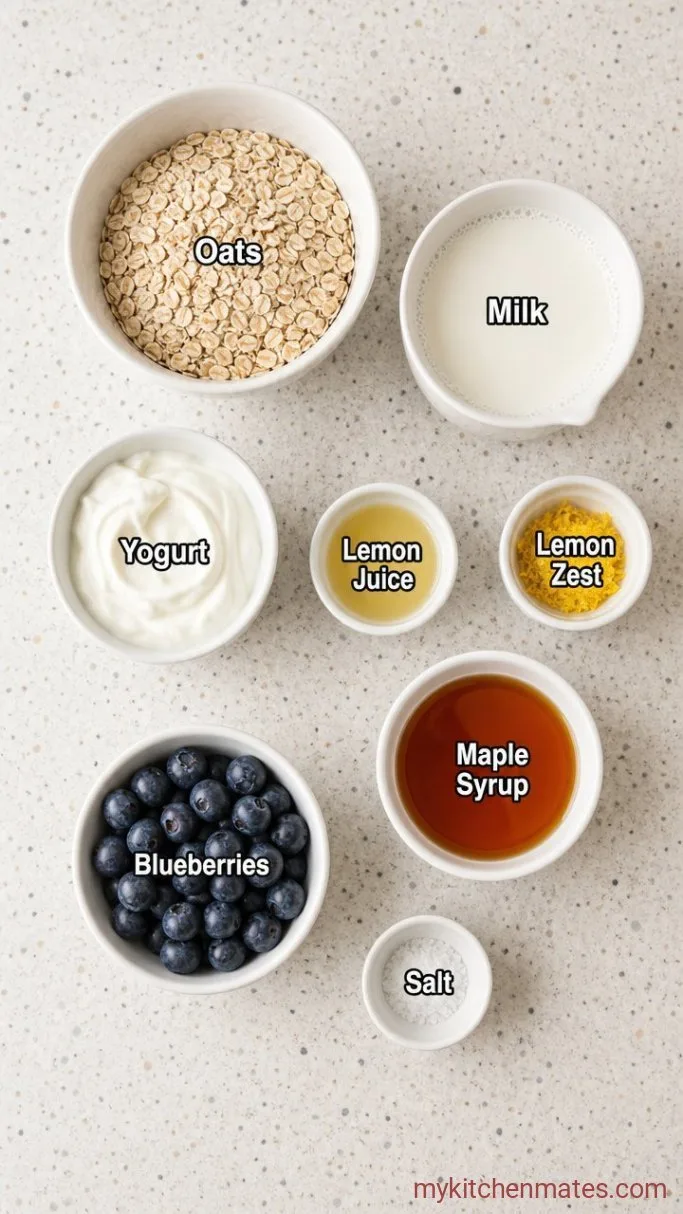 5-Minute Lemon Blueberry Overnight Oats Ingredients