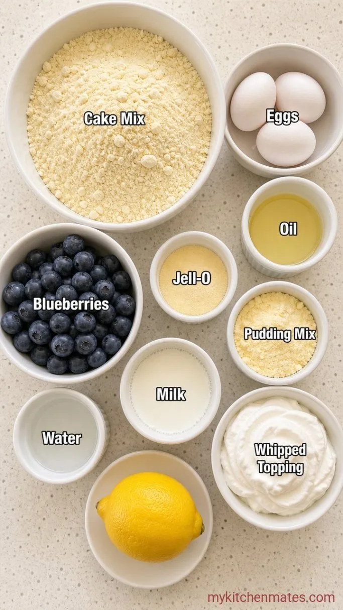 Easy Lemon Blueberry Poke Cake Ingredients