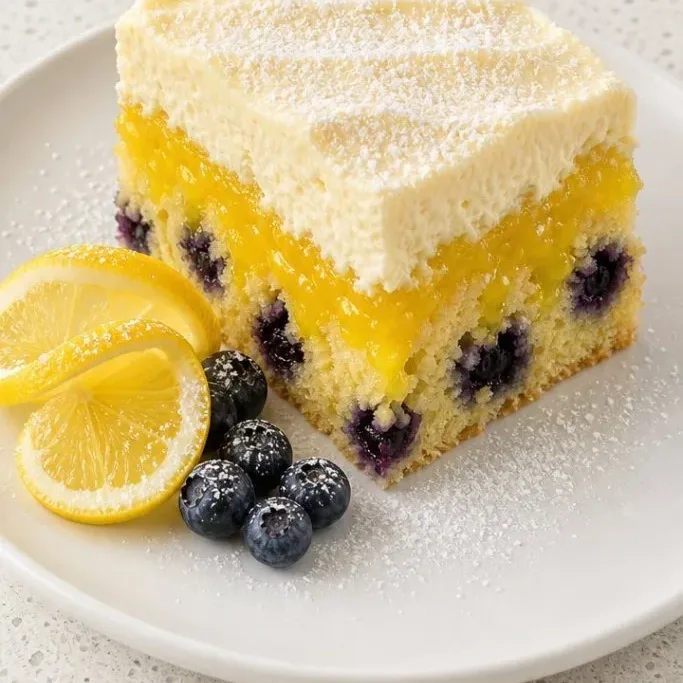Lemon Blueberry Poke Cake